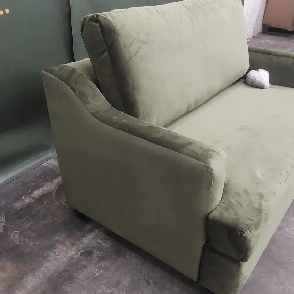 QUALITY DESIGNER GREEN VELVET 2 SEATER SOFA