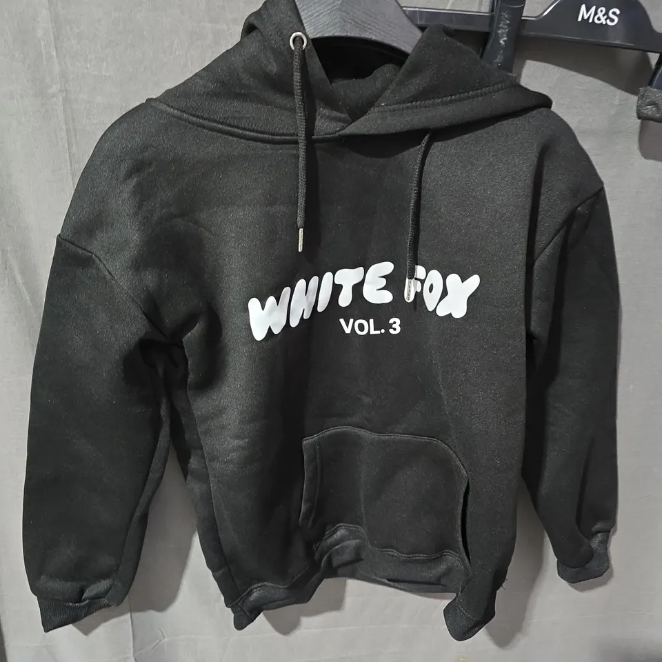 WHITE FOX HOODIE VOL.3 – WOMEN'S BLACK FLEECE HOODIE
