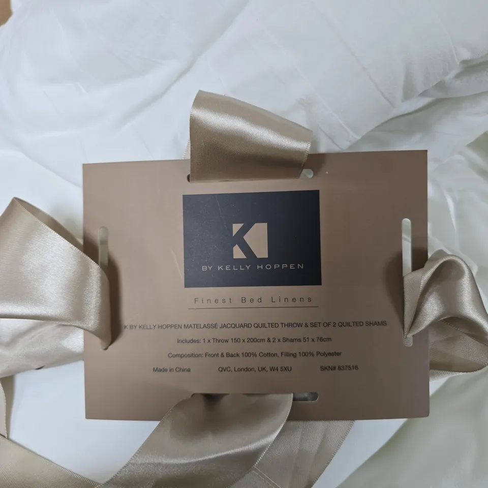 K BY KELLY HOPPEN FINEST BED LINENS - QUILTED THROW & 2 SHAMS (150 X 200 CM; 51 X 76 CM)