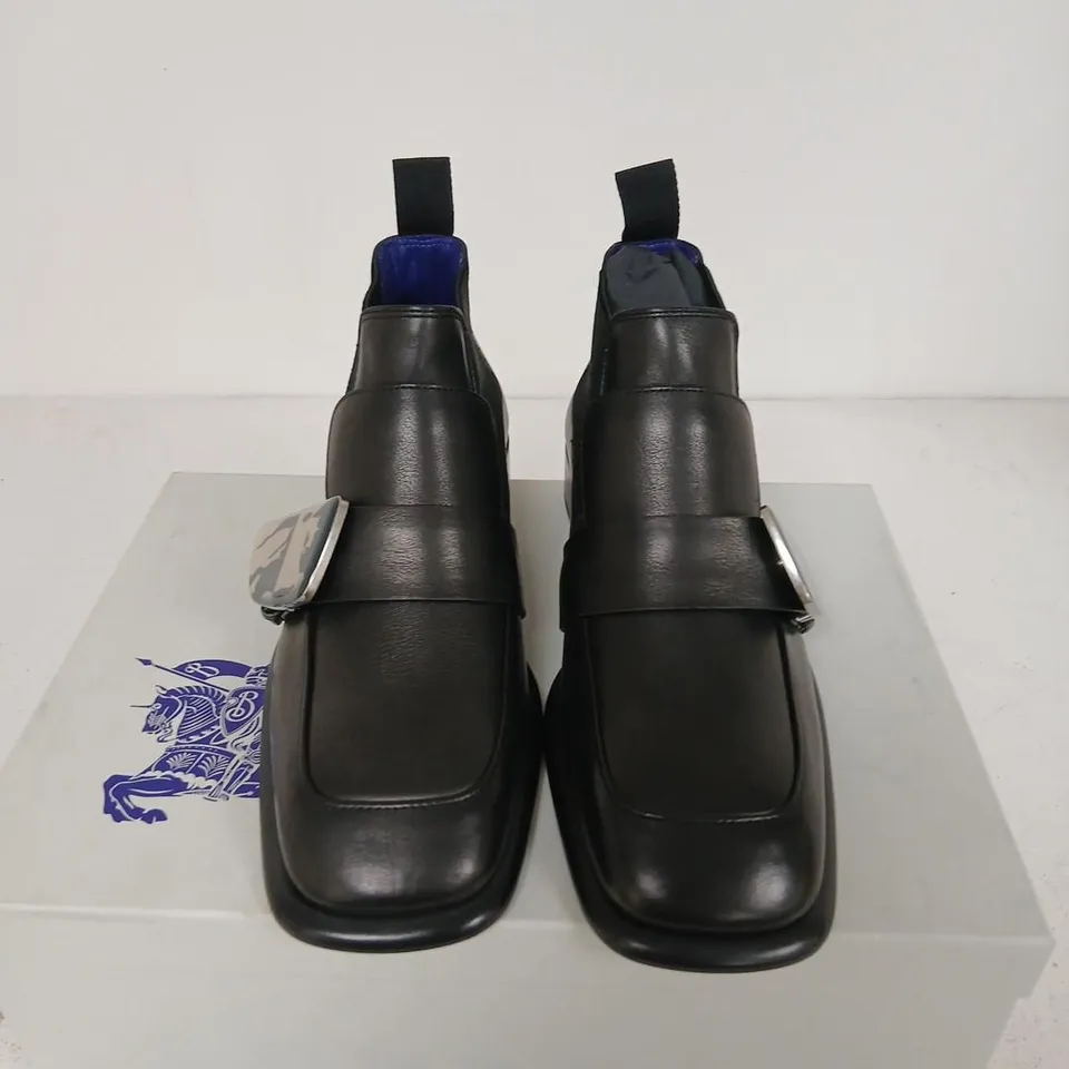 BURBERRY LEATHER CHELSEA BOOTS - BLACK, UK 6 (EU 40) – BOXED WITH DUST BAG