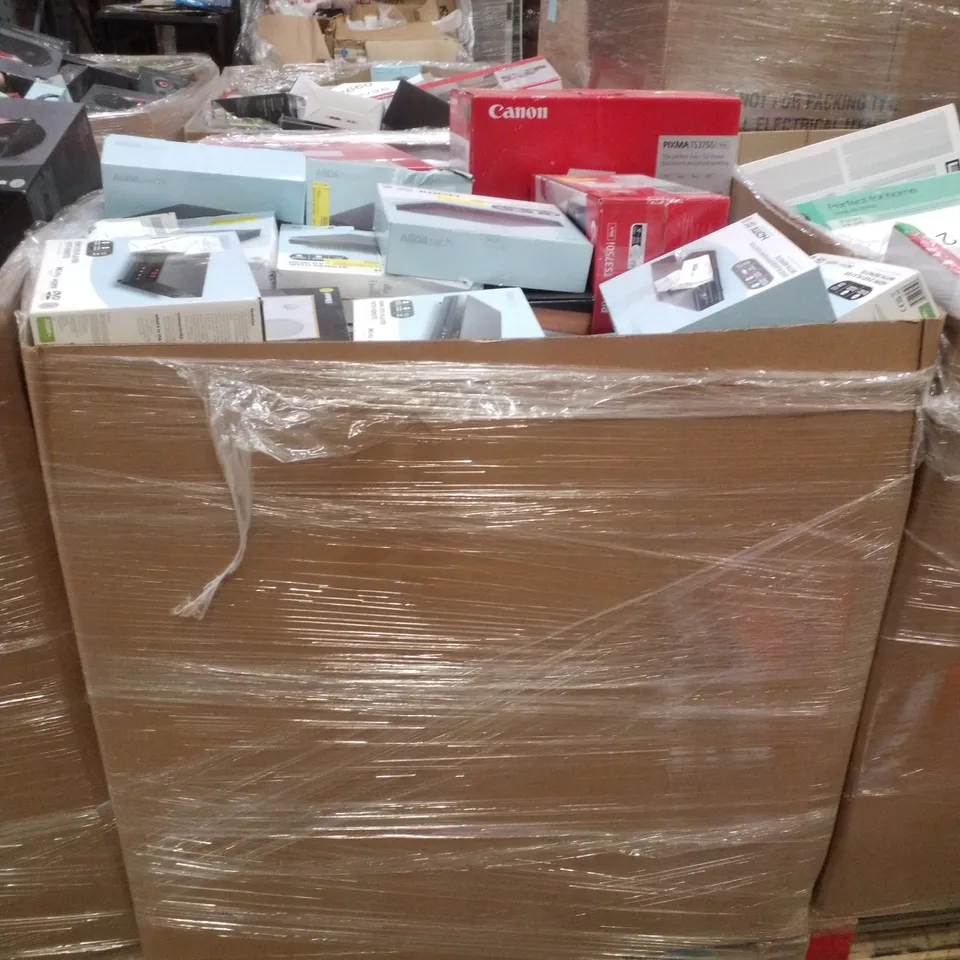 PALLET CONTAINING ASSORTED ELECTRICAL RETURNS INCLUDING CANON PIXMA PRINTER, FM RADIO & DVD PLAYER WITH HDMI FUNCTION