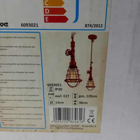 NEAVE BURCET 1 LIGHT GEOMETRIC PENDANT IN RED