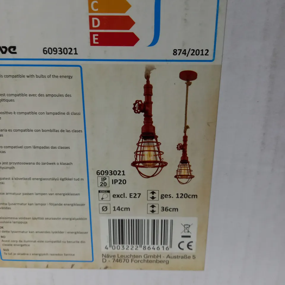 NEAVE BURCET 1 LIGHT GEOMETRIC PENDANT IN RED