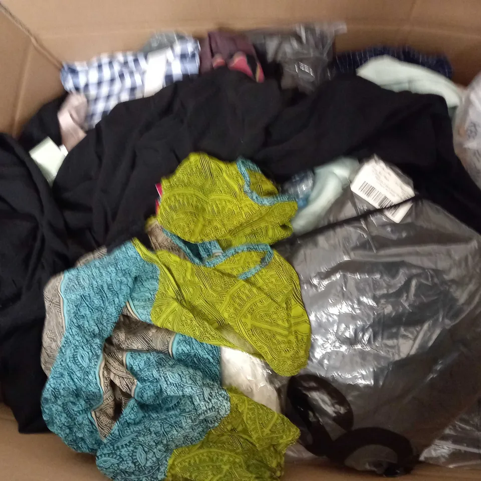 LARGE QUANTITY OF CLOTHING ITEMS TO INCLUDE DRESSES, SWEATERS, JEANS, T-SHIRTS, ETC