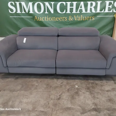 QUALITY ITALIAN DESIGNER FLAVIO POWER RECLINING THREE SEATER SOFA GREY PLUSH FABRIC 
