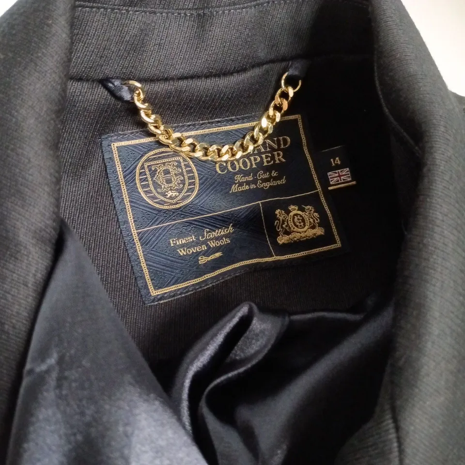 HOLLAND COOPER KENSINGTON DOUBLE BREASTED IN BLACK/NAVY TWILL - SIZE 14