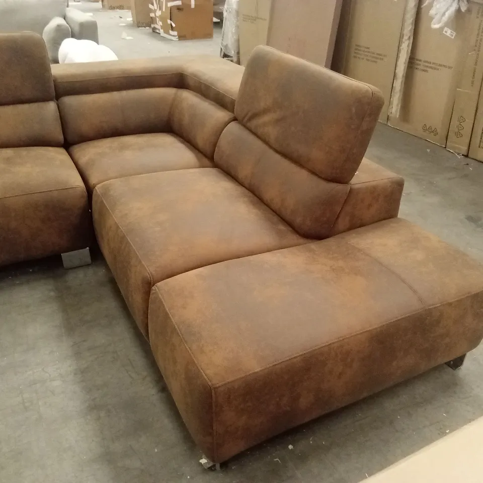 KULVEER FABRIC LEATHER-LOOK CORNER SOFA