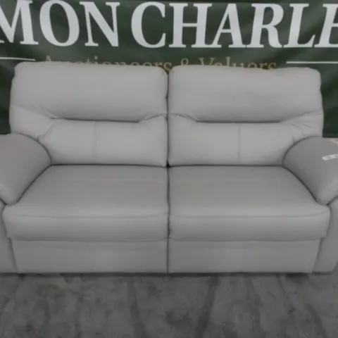 DESIGNER G PLAN MADE SEATTLE OXFORD LIGHT GREY LEATHER THREE SEATER SOFA