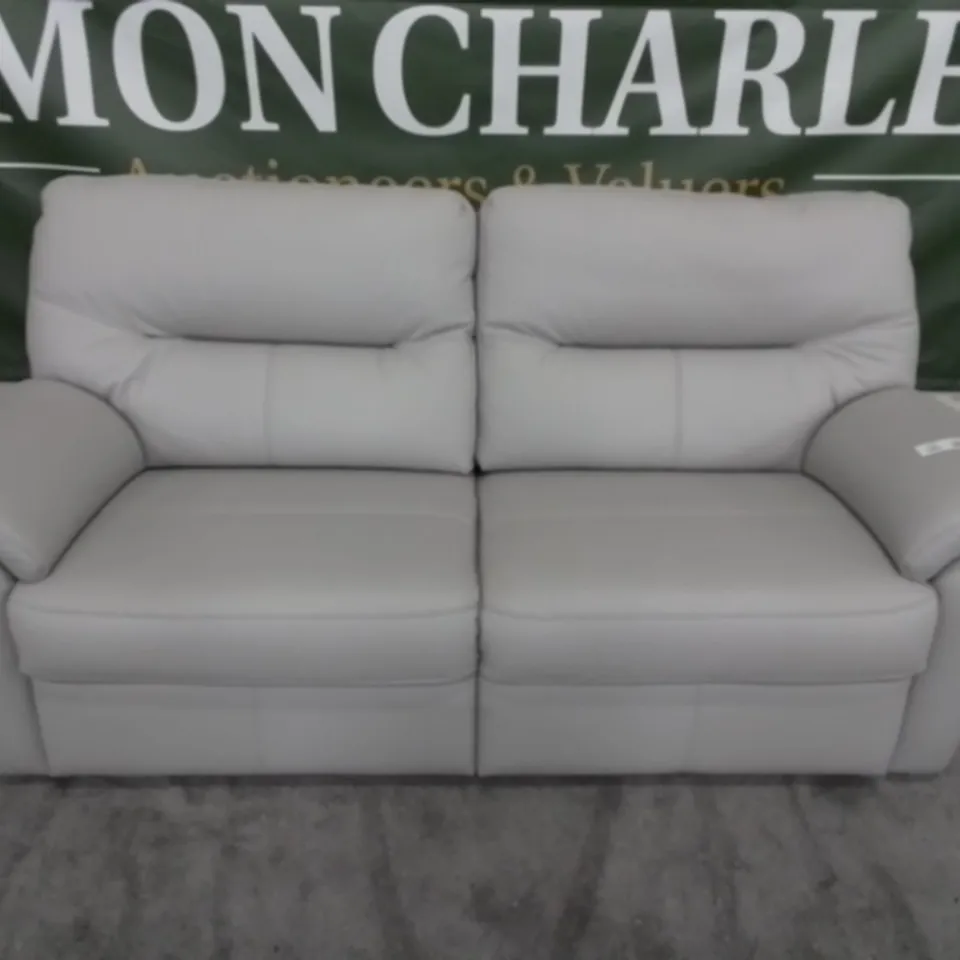 DESIGNER G PLAN MADE SEATTLE OXFORD LIGHT GREY LEATHER THREE SEATER SOFA