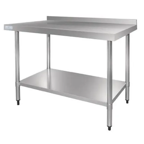 BOXED VOGUE STAINLESS STEEL TABLE WITH UPSTAND 1800MM