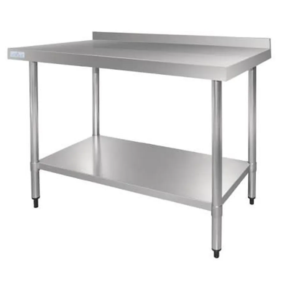 BOXED VOGUE STAINLESS STEEL TABLE WITH UPSTAND 1800MM