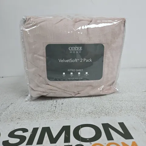 COZEE HOME SET OF 2 VELVETSOFT DEEP FITTED SHEETS DOUBLE 