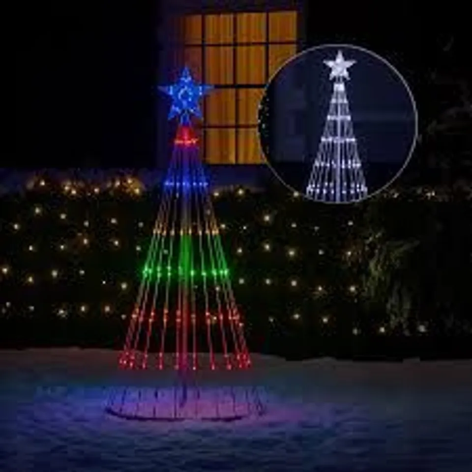 BOXED NEO 4FT WHITE WATERFALL LED OUTDOOR CHRISTMAS TREE LIGHT CASCADING STAR TREE WITH 5M LEAD MULTI FUNCTION MODES