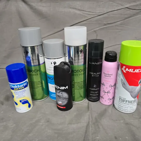 APPROXIMATELY 15 ASSORTED AEROSOLS TO INCLUDE PROTOUCH GREY PRIMER, DAKTARIN SPRAY POWDER, LANZA HEALING STYLE AIRPASTE, ETC - COLLECTION ONLY