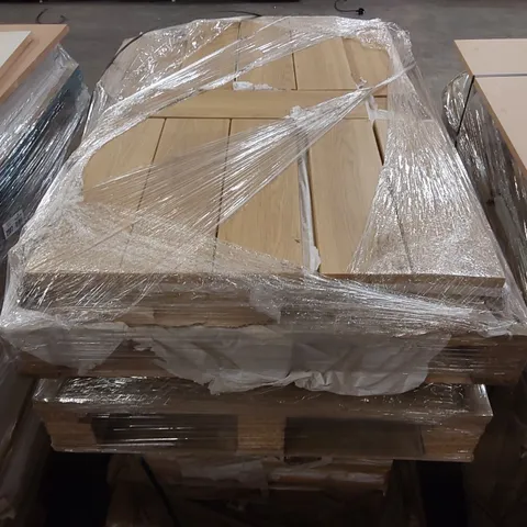 PALLET OF APPROXIMATELY 70 BRAND NEW CANTERBURY LISSA OAK KITCHENS/BEDROOM REPLACEMENT CABINET DOOR/DRAWER/END PANELS IN ASSORTED SIZES TO INCLUDE;