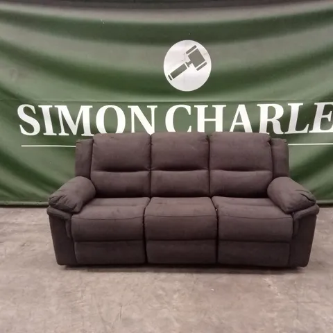 ALBION CHENILLE 3 SEATER HIGH BACK MANUAL RECLINER SOFA - CHARCOAL