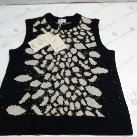 JIGSAW LEOPARD JACQUARD KNIT TANK TOP - SMALL