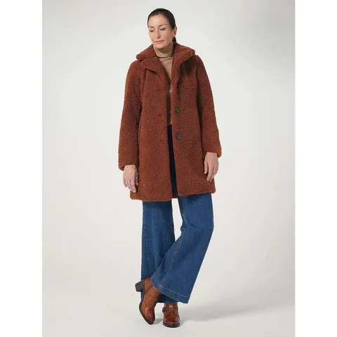 CENTIGRADE TEDDY LONGLINE COAT IN CHOCOLATE SIZE LARGE