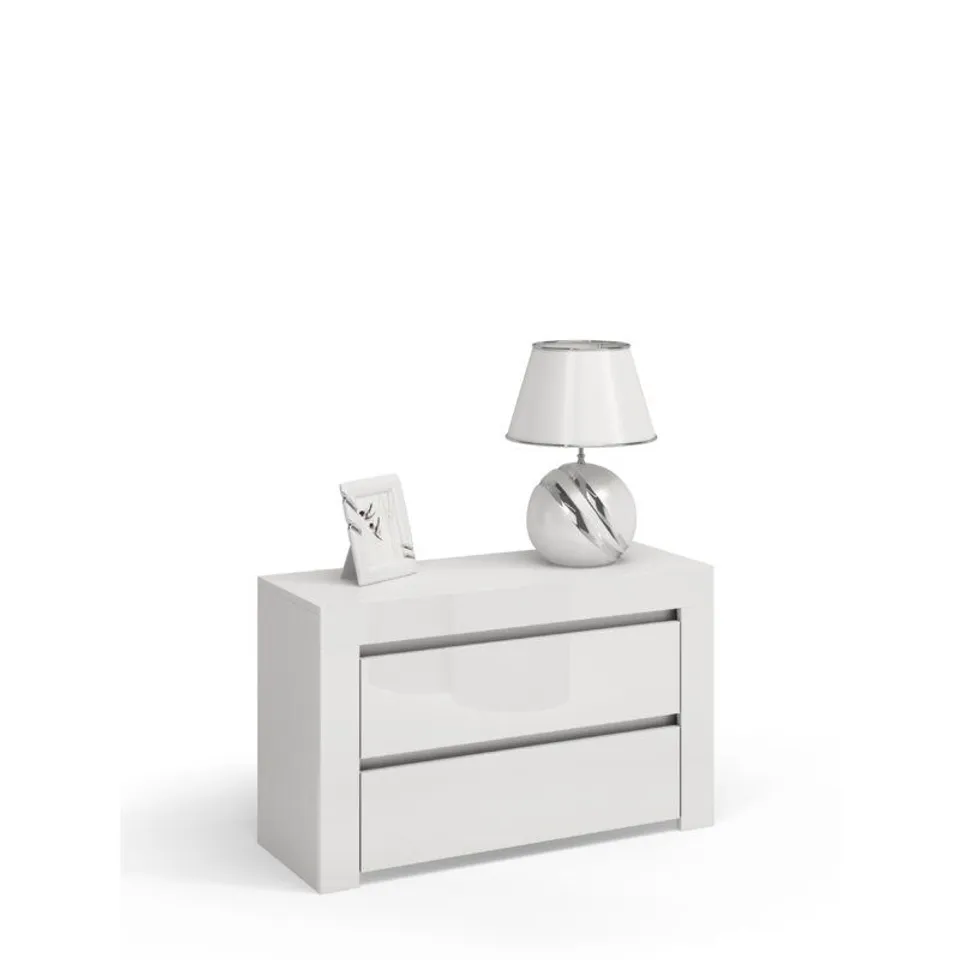 BOXED ACCOMAC 2 DRAWER BEDSIDE TABLE WHITE 