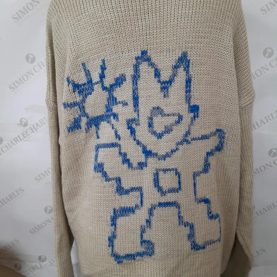 URBAN OUTFITTERS CRÈME & BLUE JUMPER - SIZE MEDUM