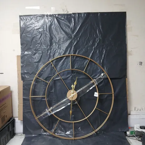 HOMETIME GOLD METAL SKELETON WALL CLOCK – 80 CM DIAMETER - COLLECTION ONLY