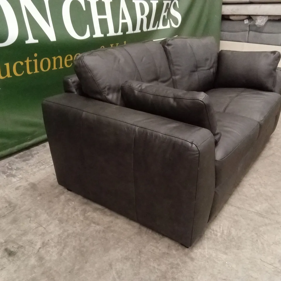 ARDEN ITALIAN LEATHER 3 SEATER SOFA - BLACK RRP £1399