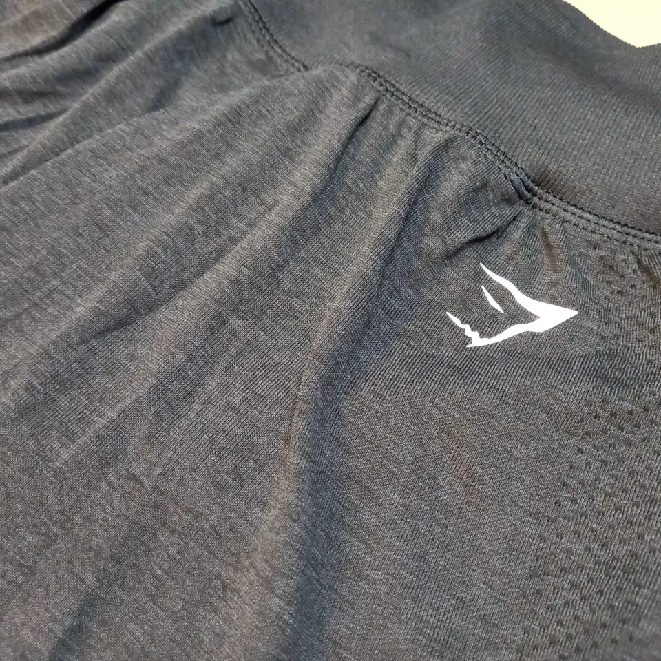 GYMSHARK BLACK MARL/LOGO SPORTS SHORTS - MEDIUM