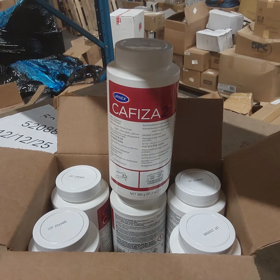 BOX CONTAINING 6x BRAND NEW CAFIZA 2 900G COFFEE EQUIPMENT CLEANING POWDER