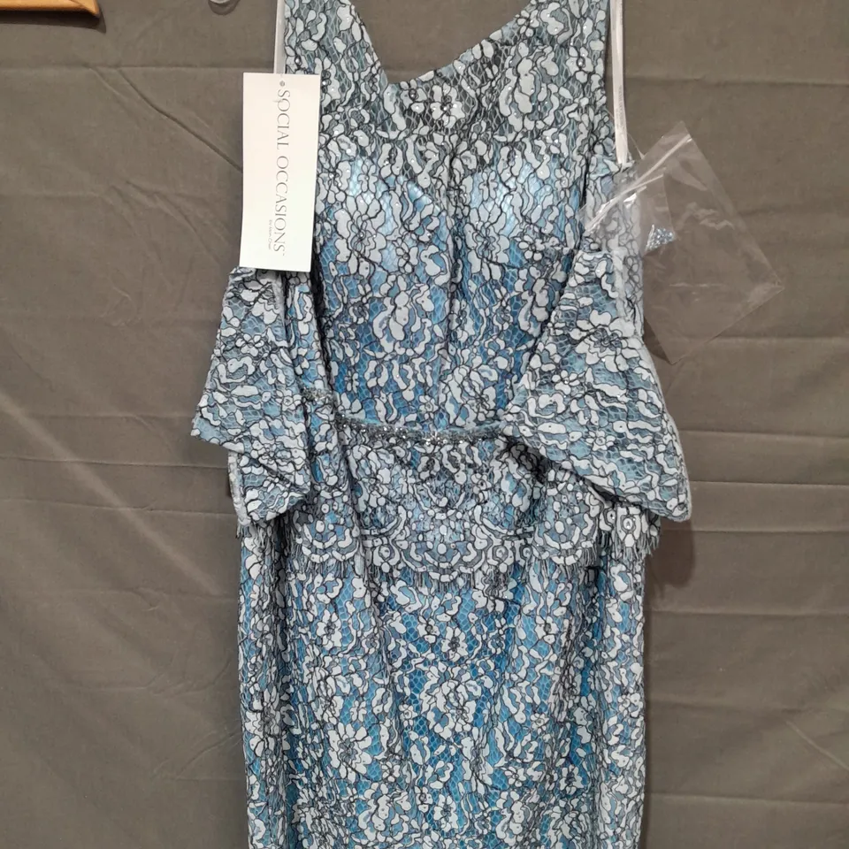 SOCIAL OCCASIONS PATTERENED LACE DETAIL DRESS IN PERIWINKLE - 16