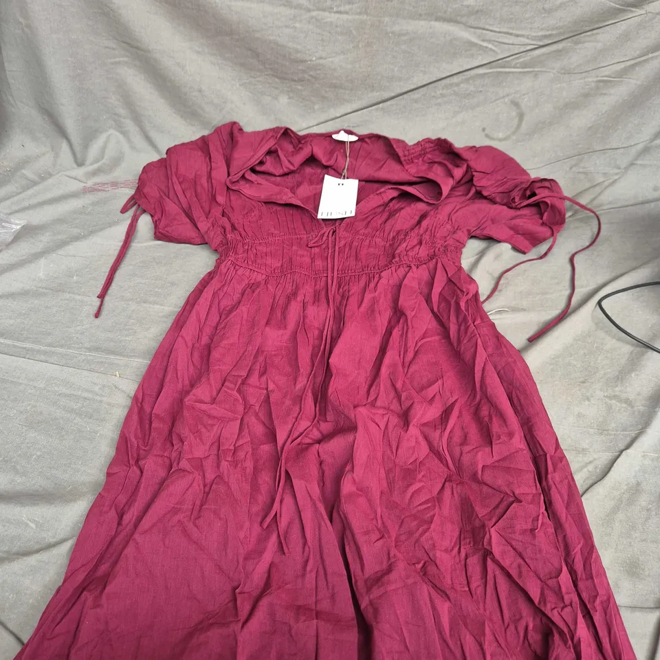 HUSH GRACE COTTON BEACH DRESS – OXBLOOD, S/M