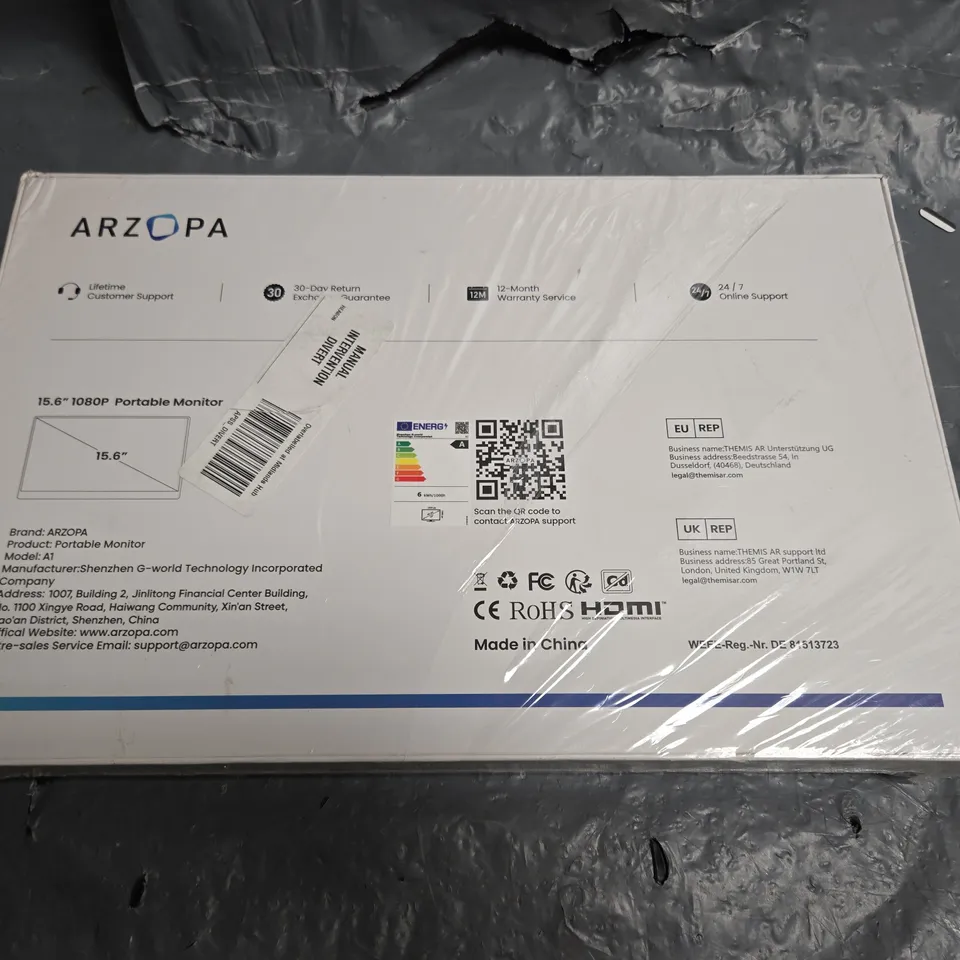 ARZOPA PORTABLE MONITOR A1 – 15.6IN 1080P PORTABLE DISPLAY (BOXED)