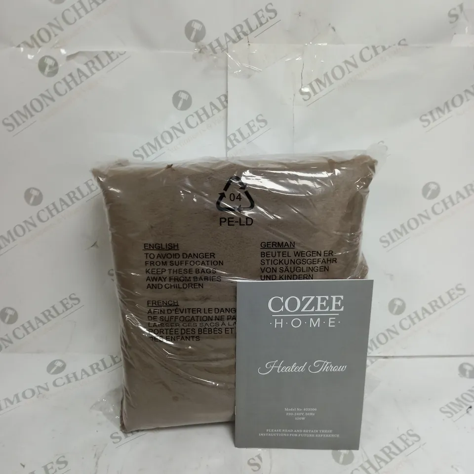 COZEE HOME VELVETSOFT HEATED THROW IN DARK TAUPE