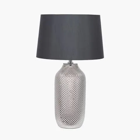BOXED PACIFIC NOVA SILVER TEXTURED CERAMIC BOTTLE TABLE LAMP