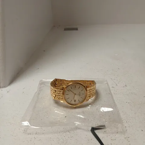 ROTARY GOLD TONE WRISTWATCH WITH DATE FUNCTION