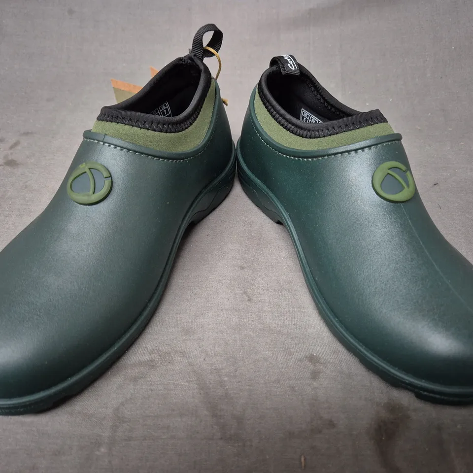 BOXED PAIR OF COTSWOLD PERRYMEAD SHOES IN GREEN UK SIZE 5