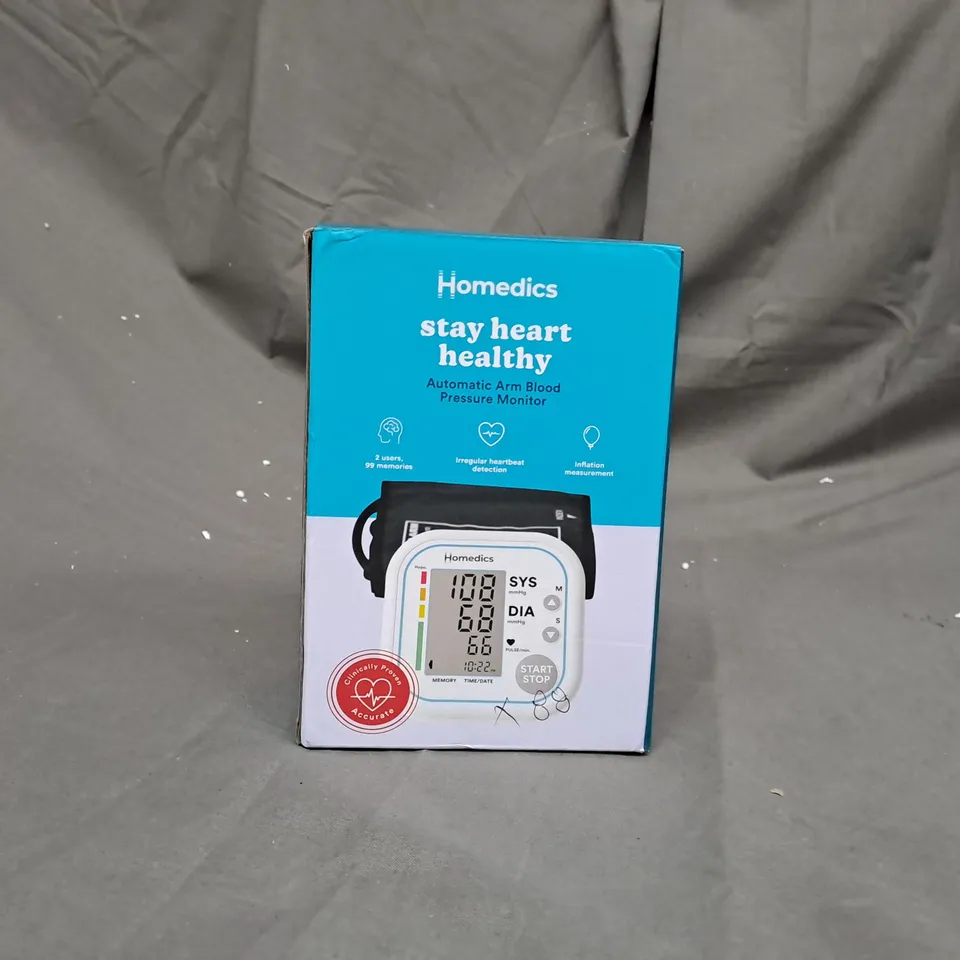 APPROXIMATELY 10 BOXED HOMEDICS AUTOMATIC ARM BLOOD PRESSURE MONITOR 