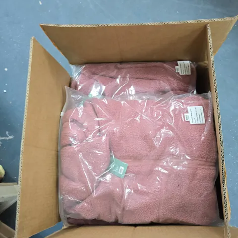 BOX OF APPROXIMATELY 15 ASSORTED CLOTHING TO INCLUDE: LA MAREY PINK PLUSH JACKET