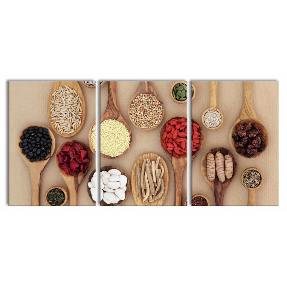 BOXED SUPER HEALTH FOOD - 3 PIECE WRAPPED CANVAS PHOTOGRAPHS 