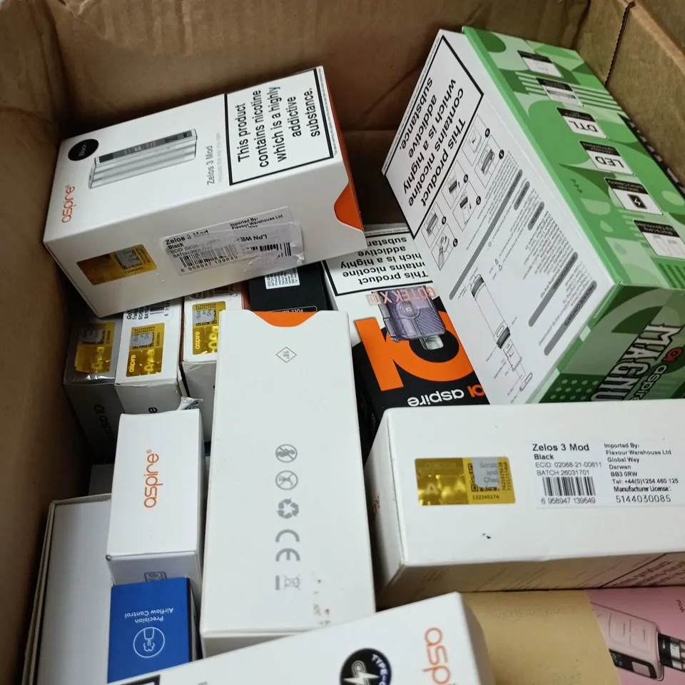 BOX OF APPROXIMATELY 20 ASSORTED ECIGS INCLUDING ASPIRE AND INNOKIN