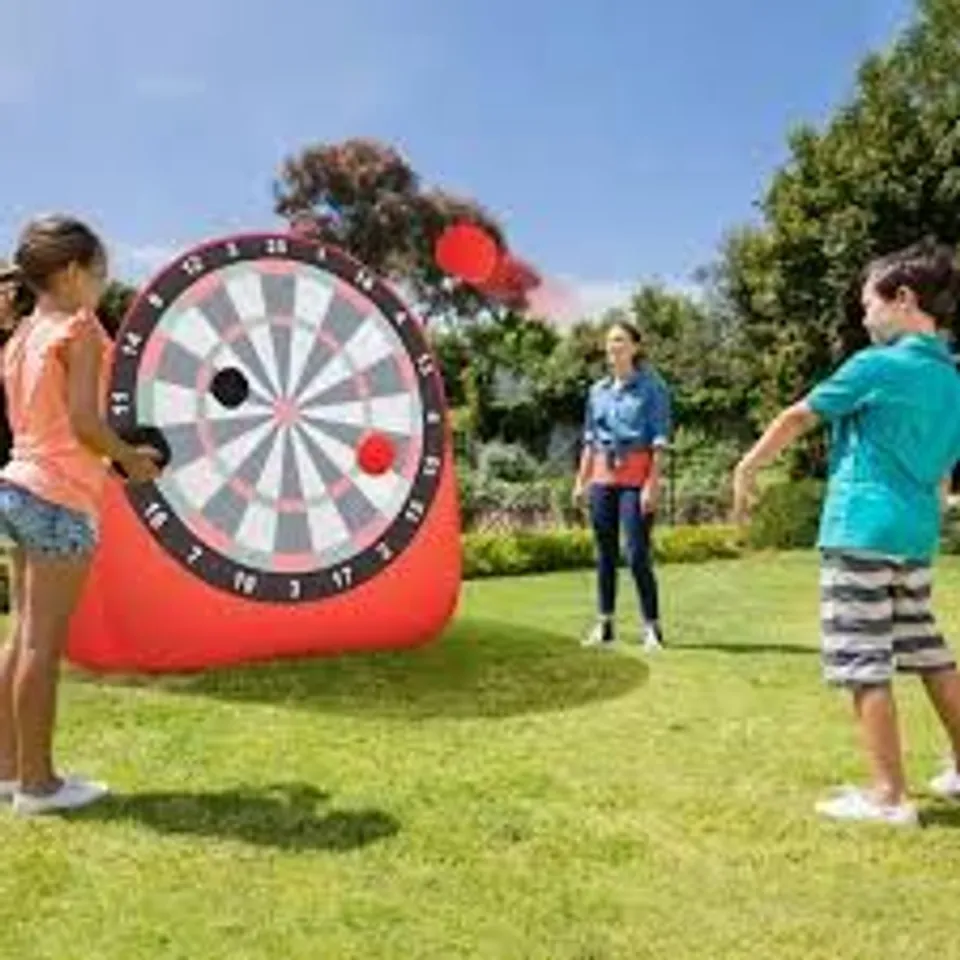 BOXED COSTWAY RED LARGE DART BOARD WITH 4 KICK BALLS