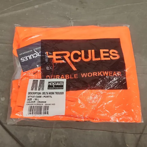 BAGGED HERCULES DELTA WORK TROUSERS IN ORANGE - 38L