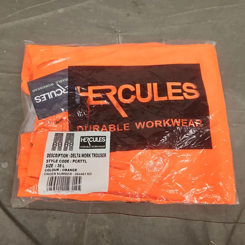 BAGGED HERCULES DELTA WORK TROUSERS IN ORANGE - 38L
