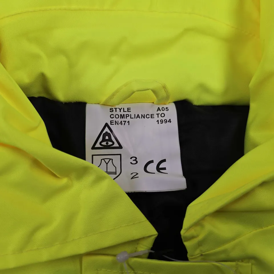 BRAND NEW ZIP THROUGH 3M SCOTCHLITE FLUO YELLOW WORKWEAR COAT - XXXXL