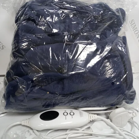 COZEE HOME HEATED PLUSH WEARABLE BLANKET IN NAVY