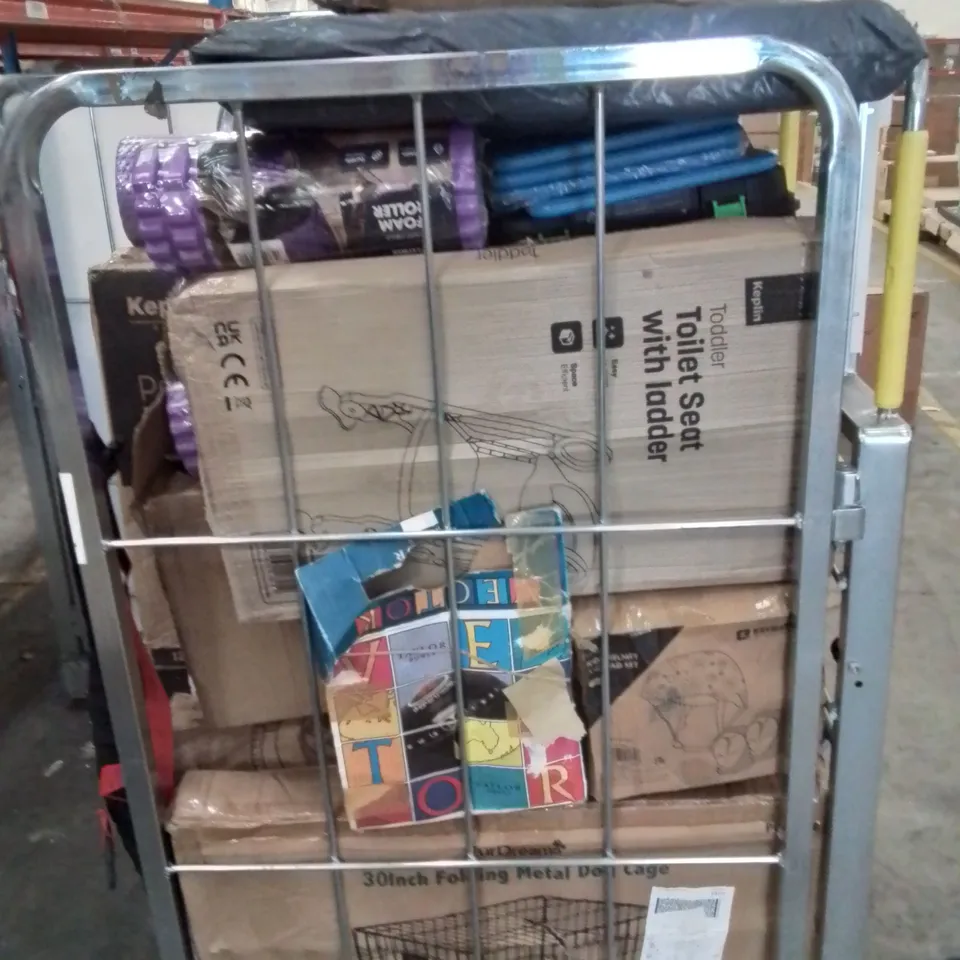 CAGE CONTAINING VARIOUS HOUSEHOLD/GARDEN ITEMS ETC.