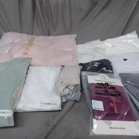 BOX OF ASSORTED CLOTHING ITEMS IN VARIOUS COLOURS, SIZES AND STYLES