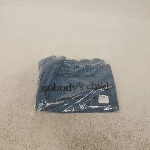 NOBODY'S CHILD BLUE DENIM SCALLOP SHORT – UK 10