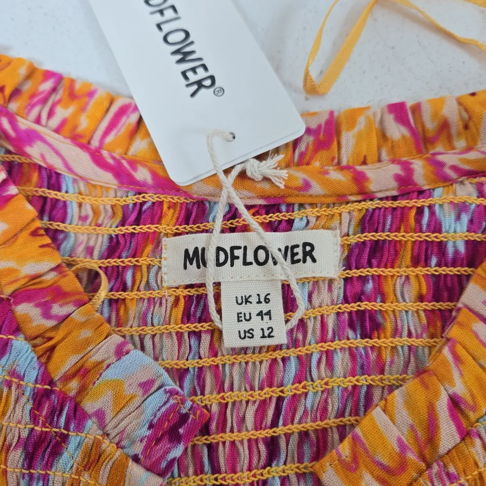 MODFLOWER WOMEN'S DRESS – UK 16 (EU 47, US 12) – MULTICOLOUR ZIGZAG PRINT