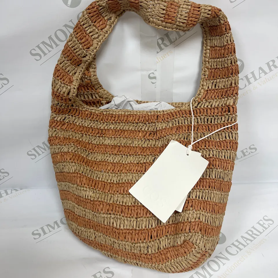 COS HANDMADE WOVEN BAG IN ORANGE AND BEIGE 