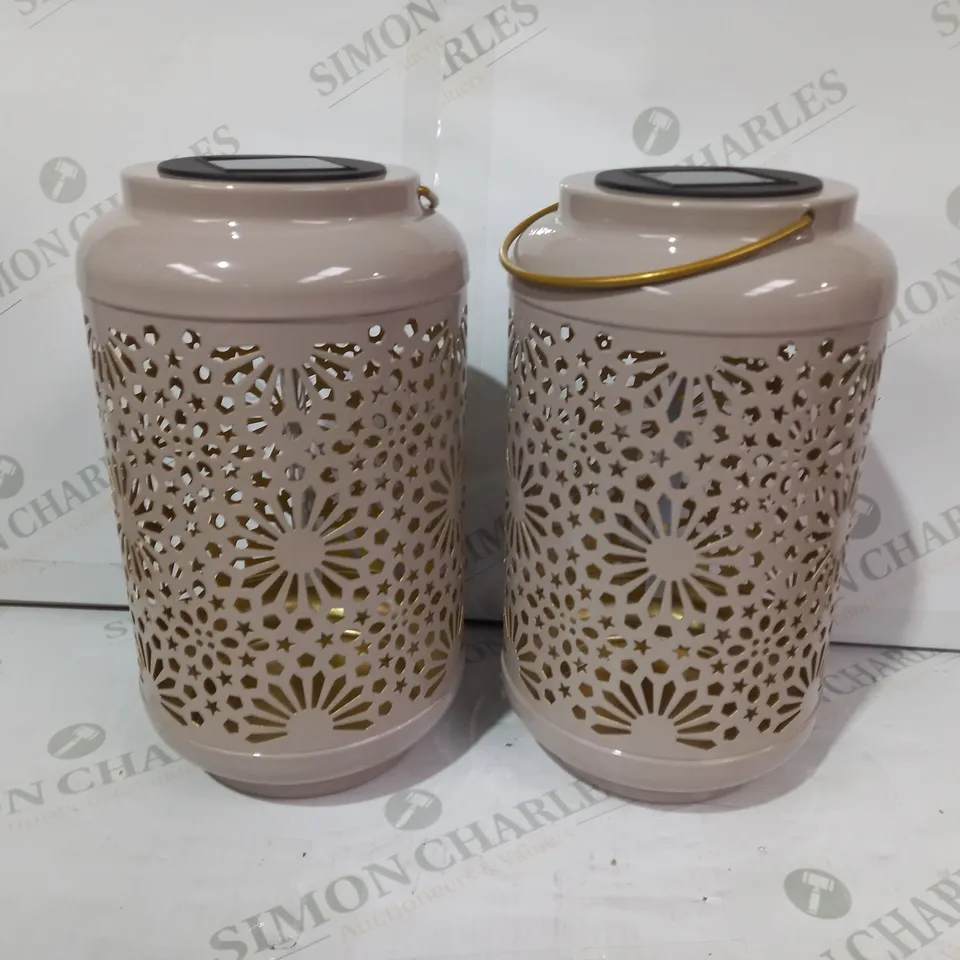 GARDEN REFLECTIONS SET OF 2 PATTERNED SOLAR LANTERNS